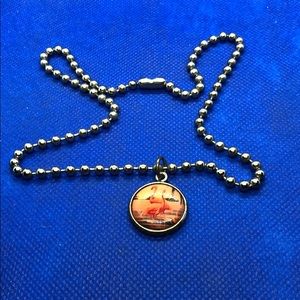 Silver necklace with flamingo pendant